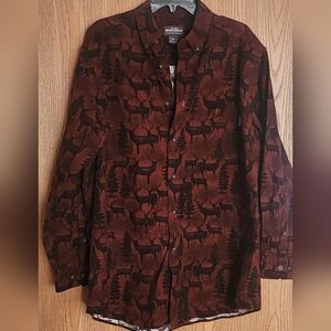Woolrich Men's Out Door Buck Hunting Print Flannel Button Down Shirt Size L